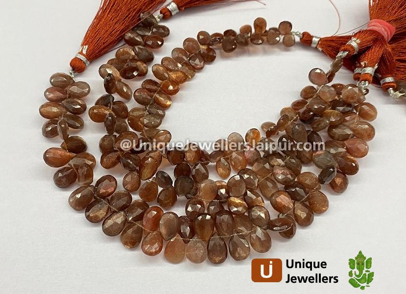 Chocolate Feldspar Faceted Pear Beads